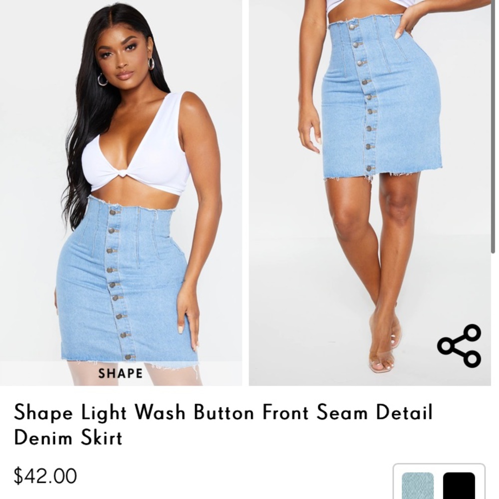 PLT Light Wash Button Front Skirt